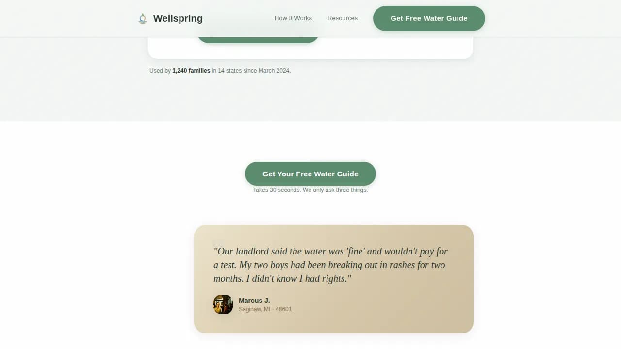 Wellspring — Compassionate Water Nonprofit Landing Page Template