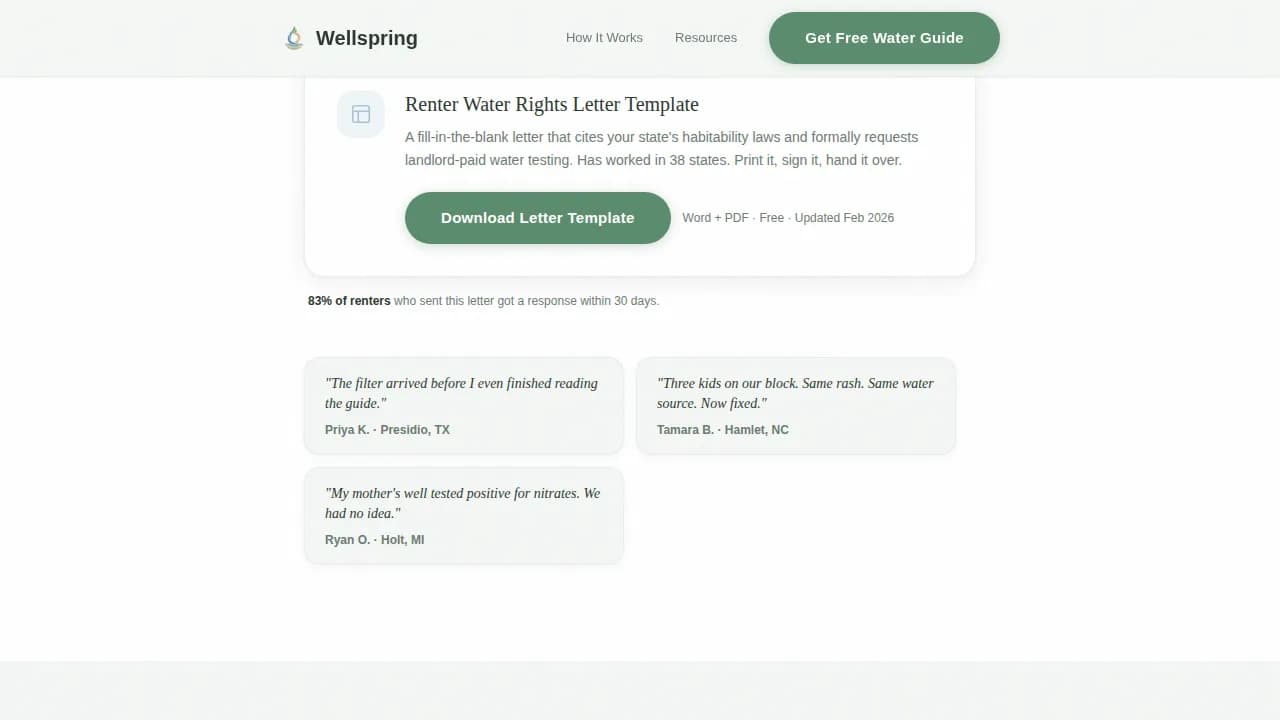 Wellspring — Compassionate Water Nonprofit Landing Page Template