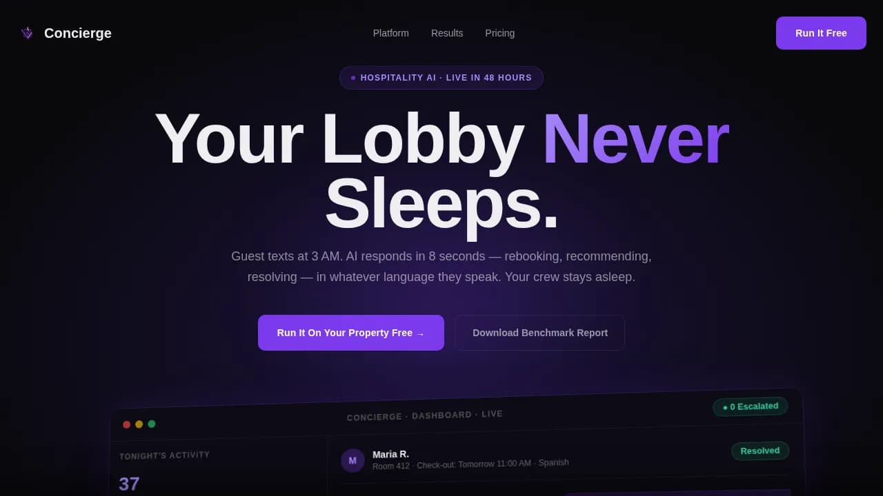 Concierge — Smart Hospitality Service Landing Page Template