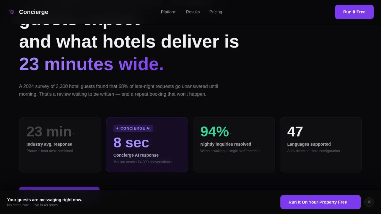 Concierge — Smart Hospitality Service Landing Page Template