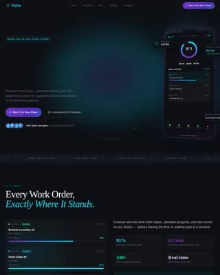 Pulse - Real-Time Shop Floor Mobile MES Landing Page Template