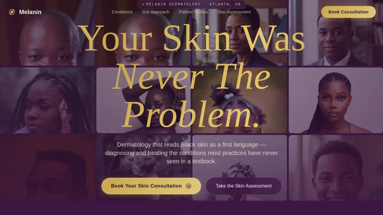 Melanin - Dignified Dermatology Booking Landing Page Template