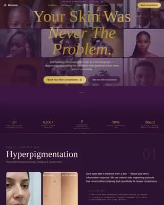 Melanin - Dignified Dermatology Booking Landing Page Template