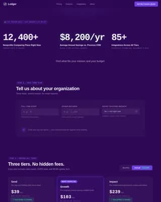 Ledger — Impactful Nonprofit Pricing Landing Page Template