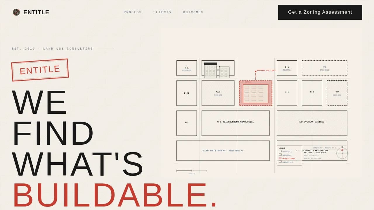 Entitle — Expert Zoning Consulting Landing Page Template
