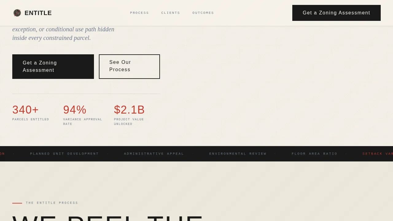 Entitle — Expert Zoning Consulting Landing Page Template