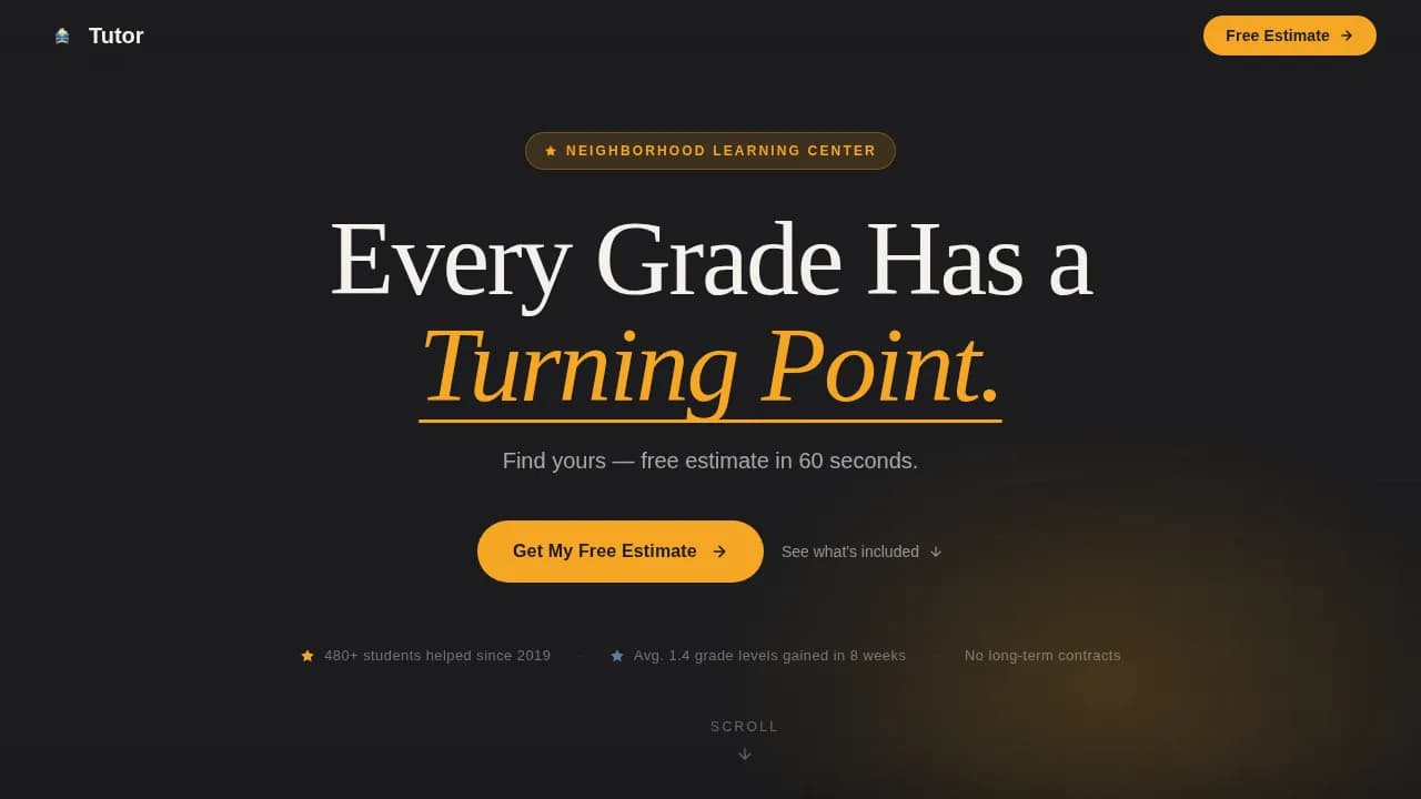 Tutoring Center Marketing Pricing Website Template