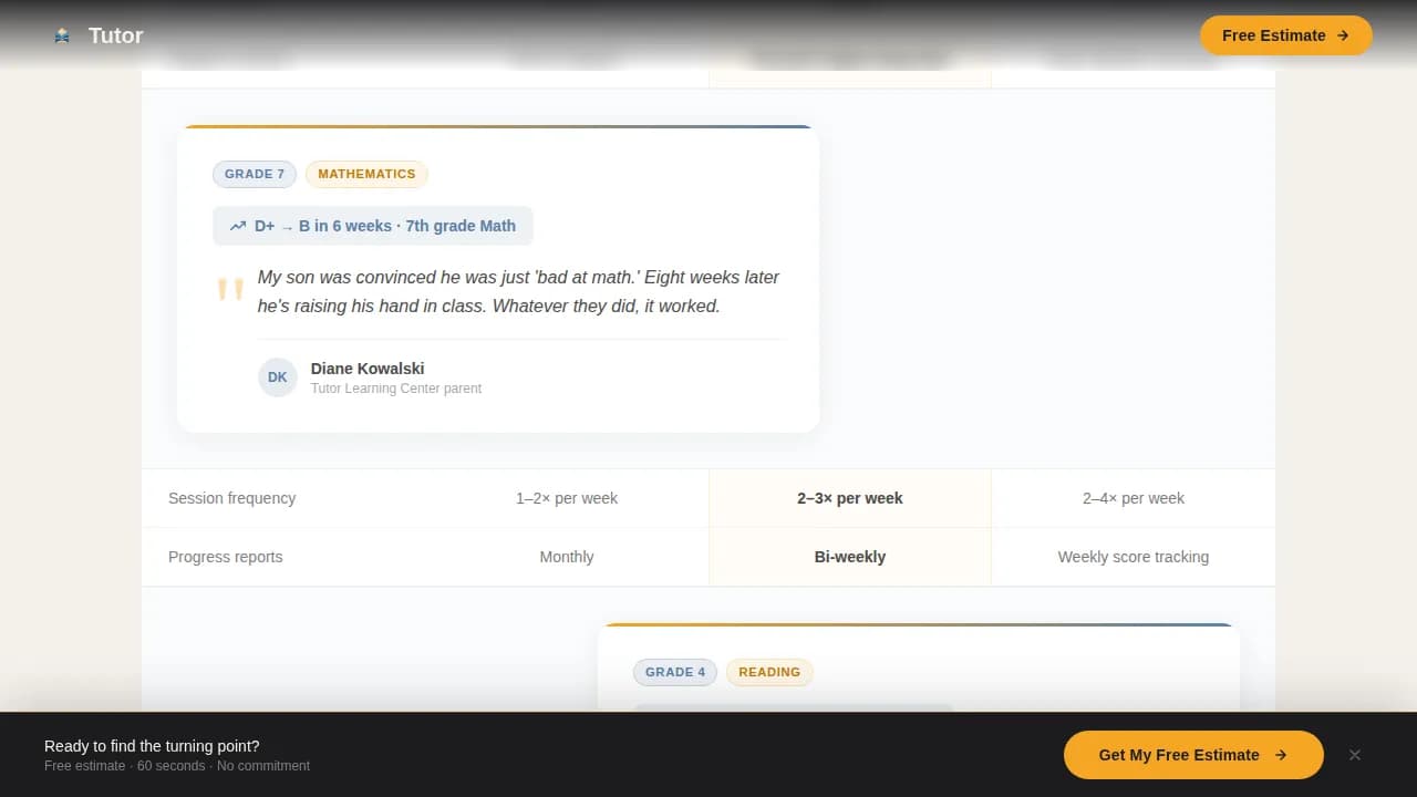 Tutoring Center Marketing Pricing Website Template