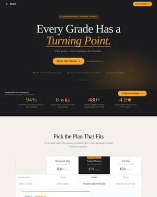 Tutoring Center Marketing Pricing Website Template