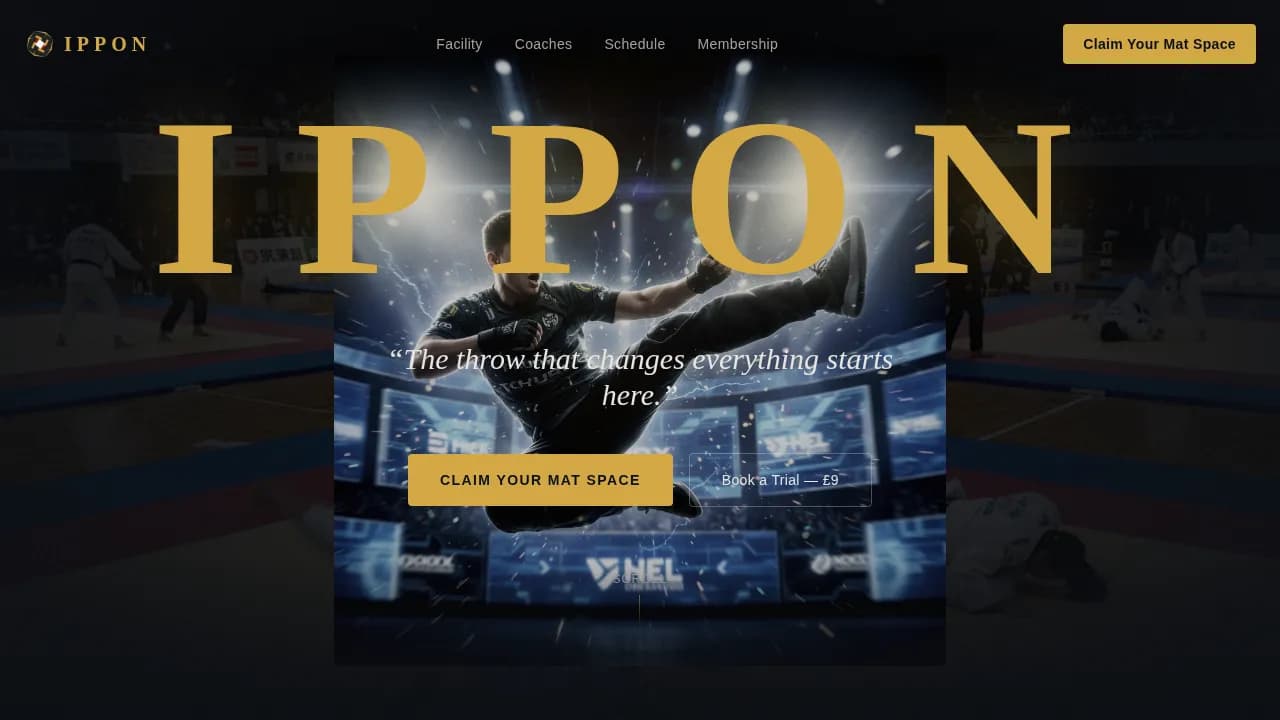 Ippon — Competitive Judo Venue Landing Page Template