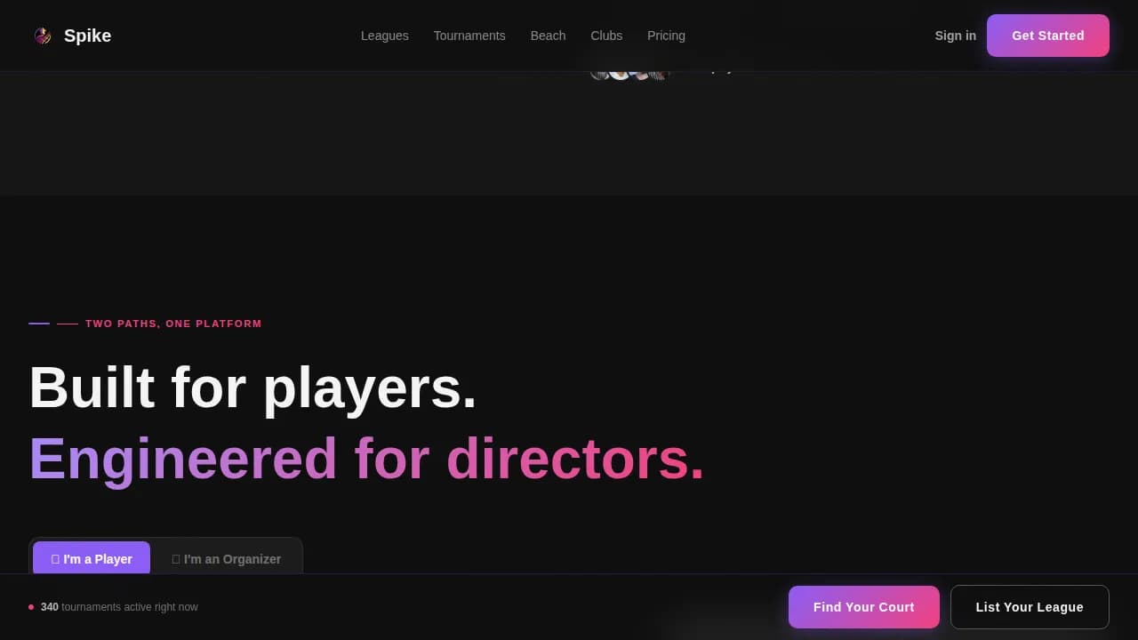 Spike — Energetic Volleyball League Landing Page Template