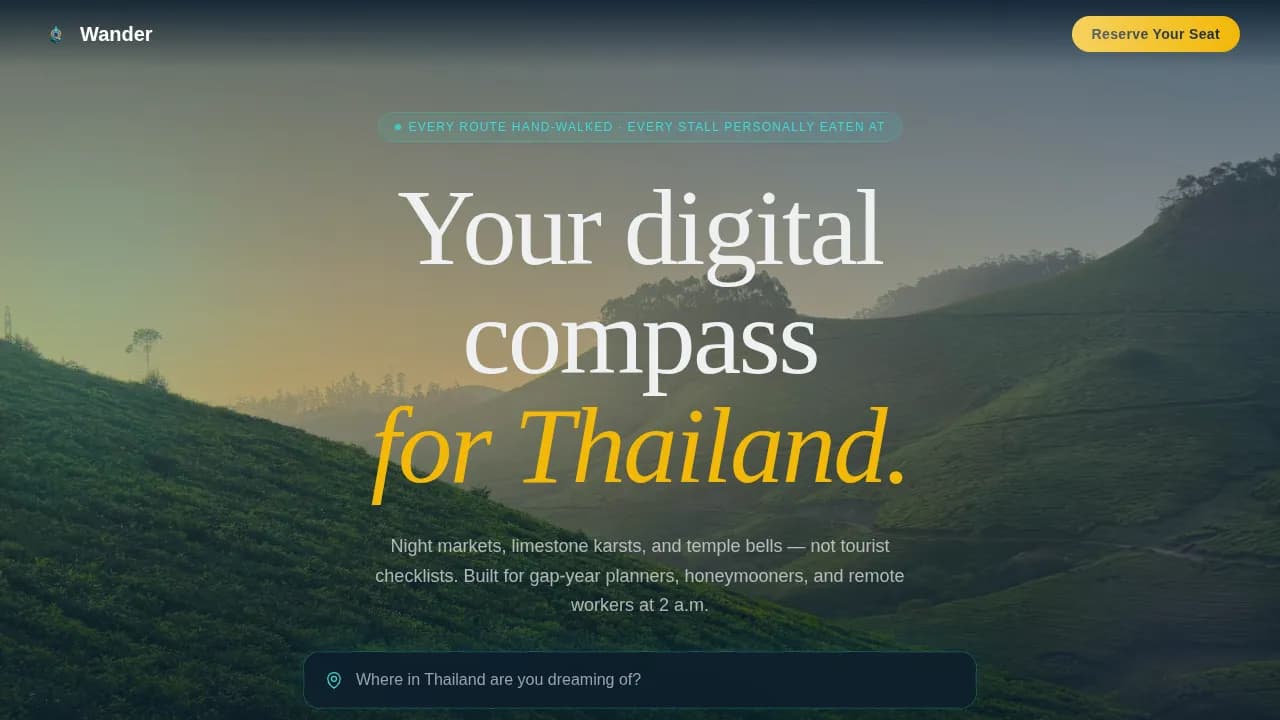 Explore — Immersive Thailand Travel Landing Page Template