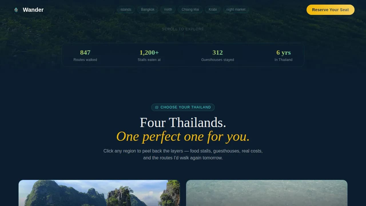 Explore — Immersive Thailand Travel Landing Page Template