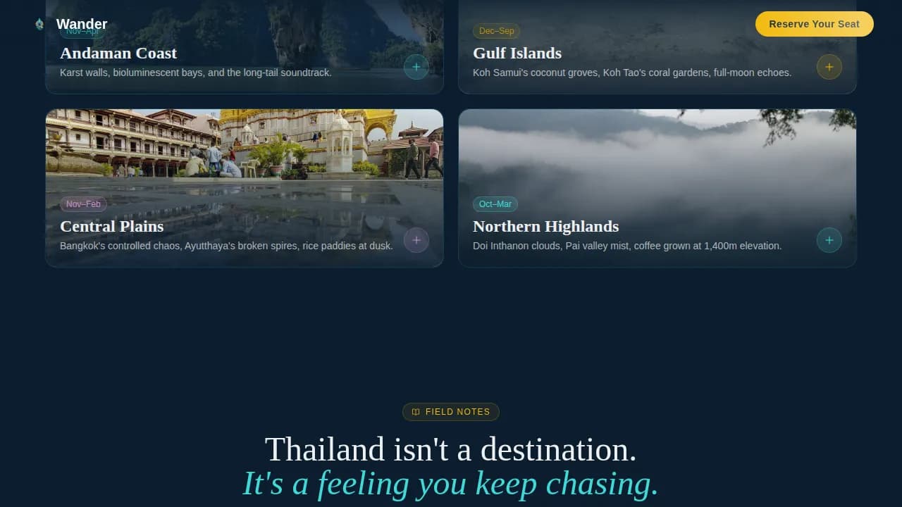 Explore — Immersive Thailand Travel Landing Page Template