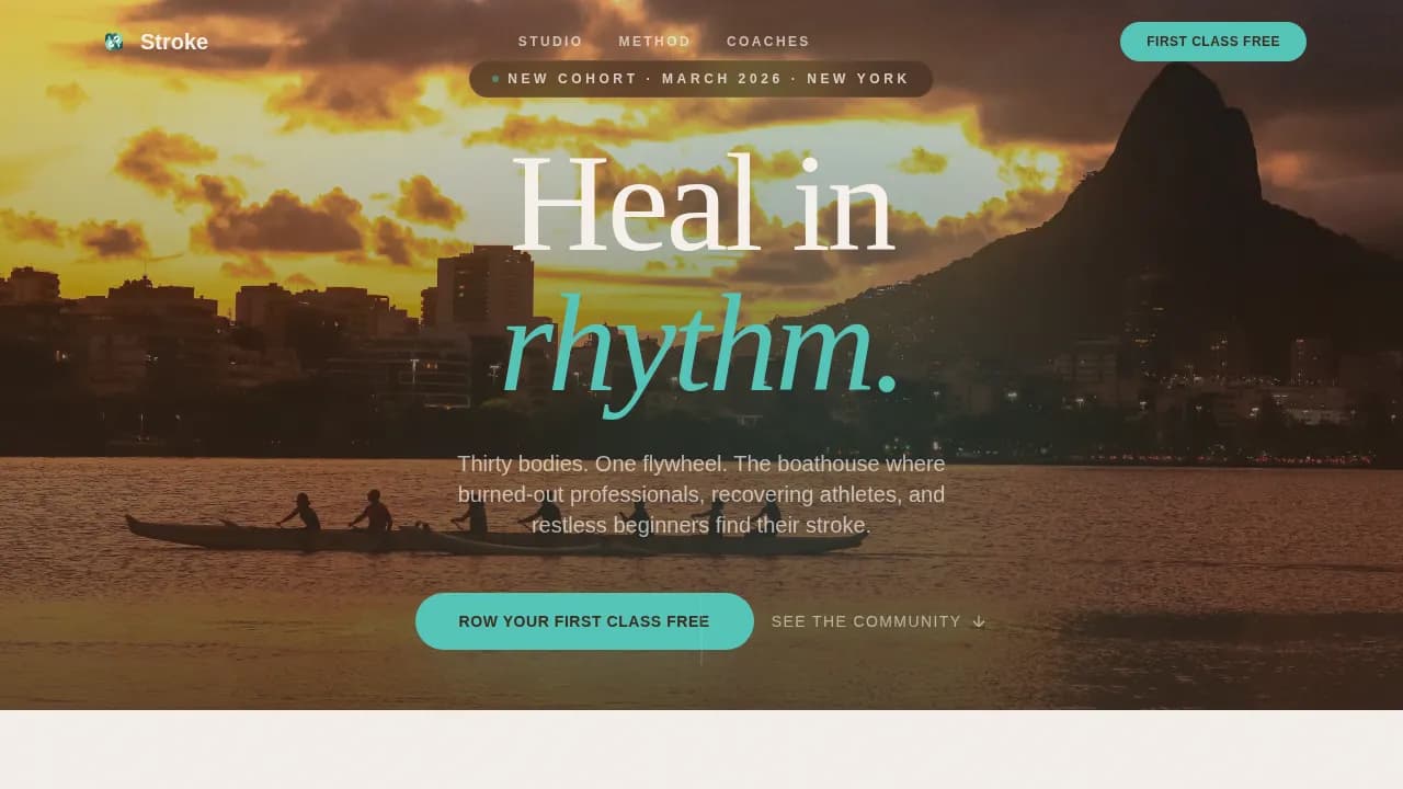 Stroke — Rhythmic Rowing Studio Landing Page Template