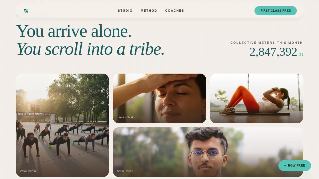 Stroke — Rhythmic Rowing Studio Landing Page Template