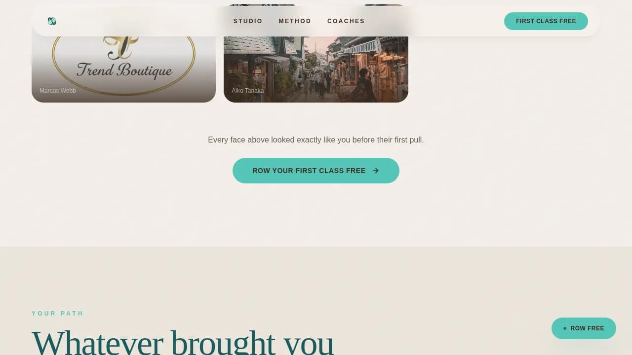 Stroke — Rhythmic Rowing Studio Landing Page Template