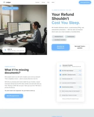 Ledger — Effortless Tax Booking Landing Page Template