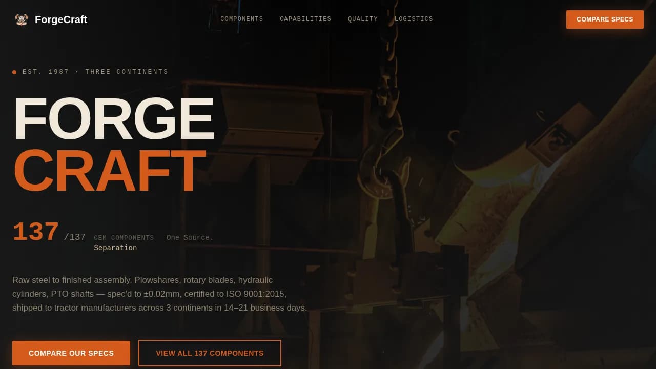 Forgecraft - Precision OEM Parts Supplier Landing Page Template