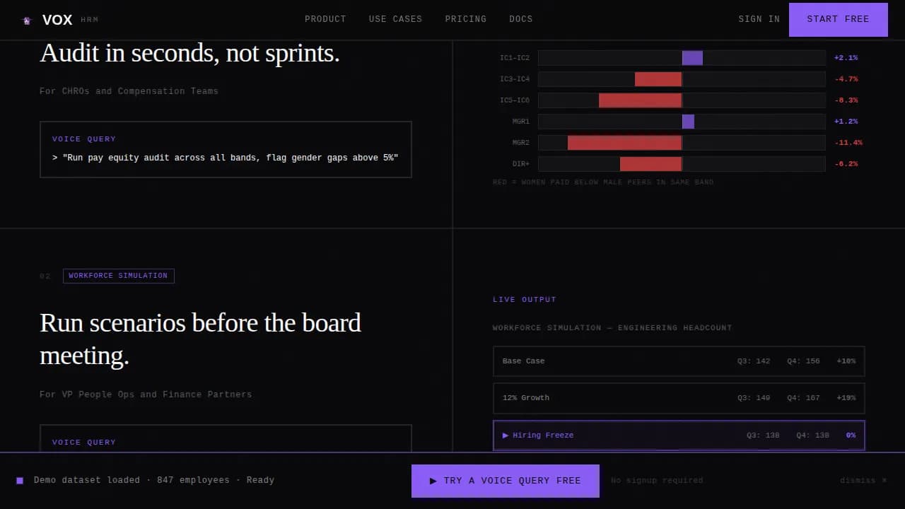 Vox - Bold Brutalist Voice-Activated HRM Landing Page Template