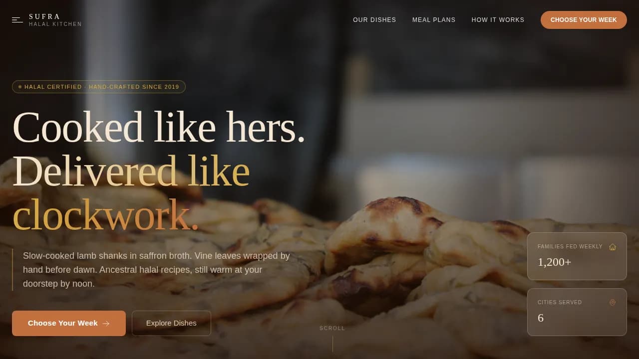 Table — Authentic Halal Delivery Landing Page Template