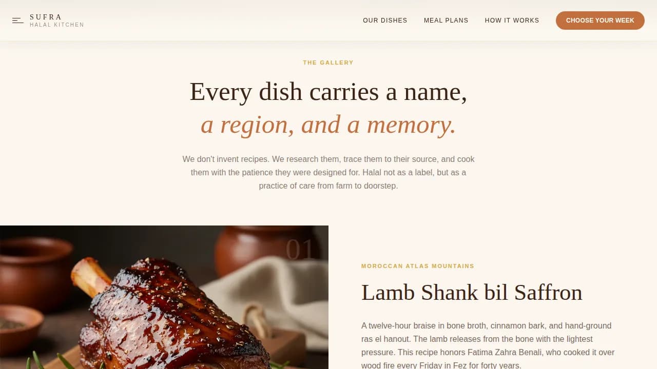 Table — Authentic Halal Delivery Landing Page Template