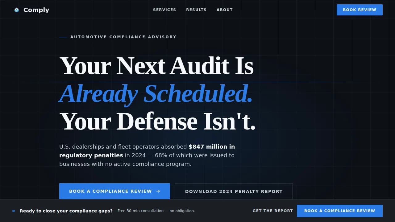 Certify — Authoritative Automotive Compliance Landing Page Template