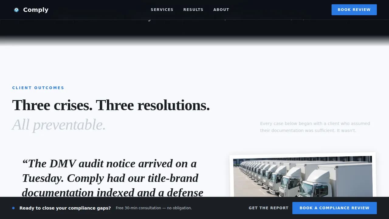Certify — Authoritative Automotive Compliance Landing Page Template