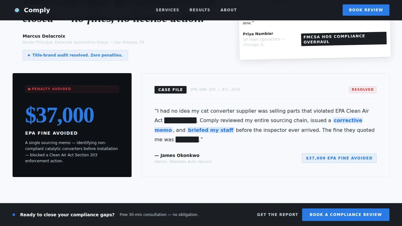 Certify — Authoritative Automotive Compliance Landing Page Template
