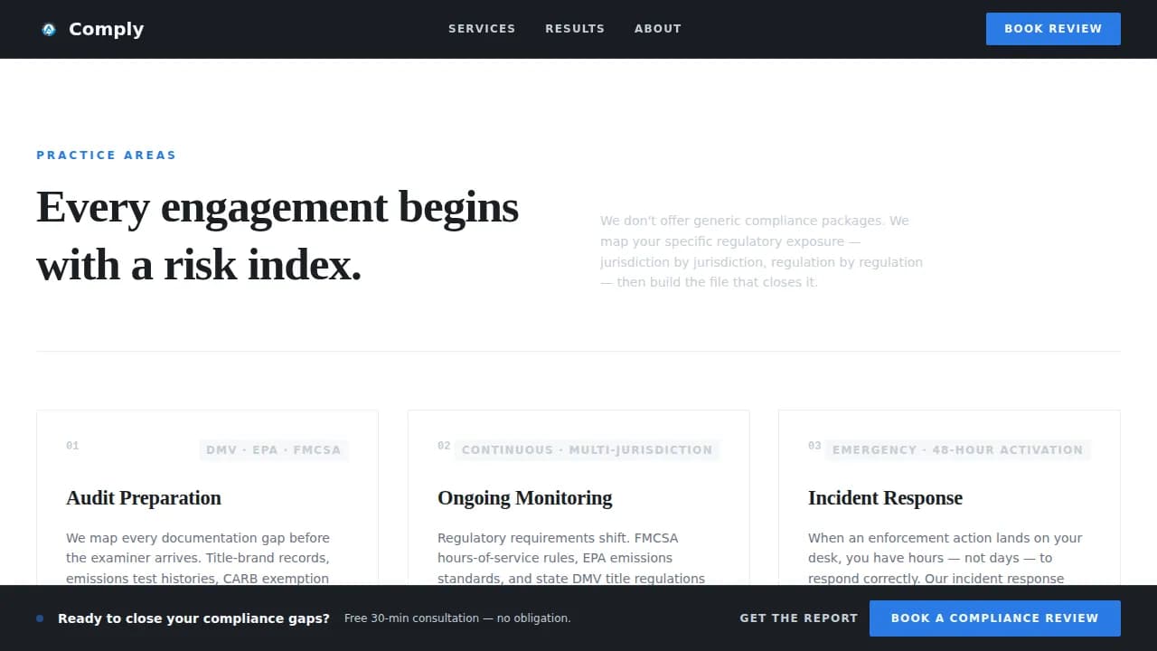 Certify — Authoritative Automotive Compliance Landing Page Template