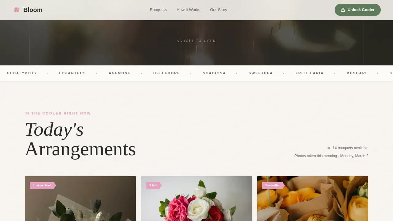 Petal — Self-Service Flower Gallery Landing Page Template