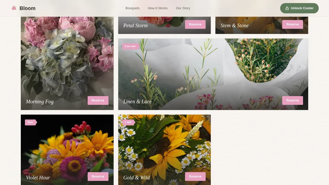 Petal — Self-Service Flower Gallery Landing Page Template