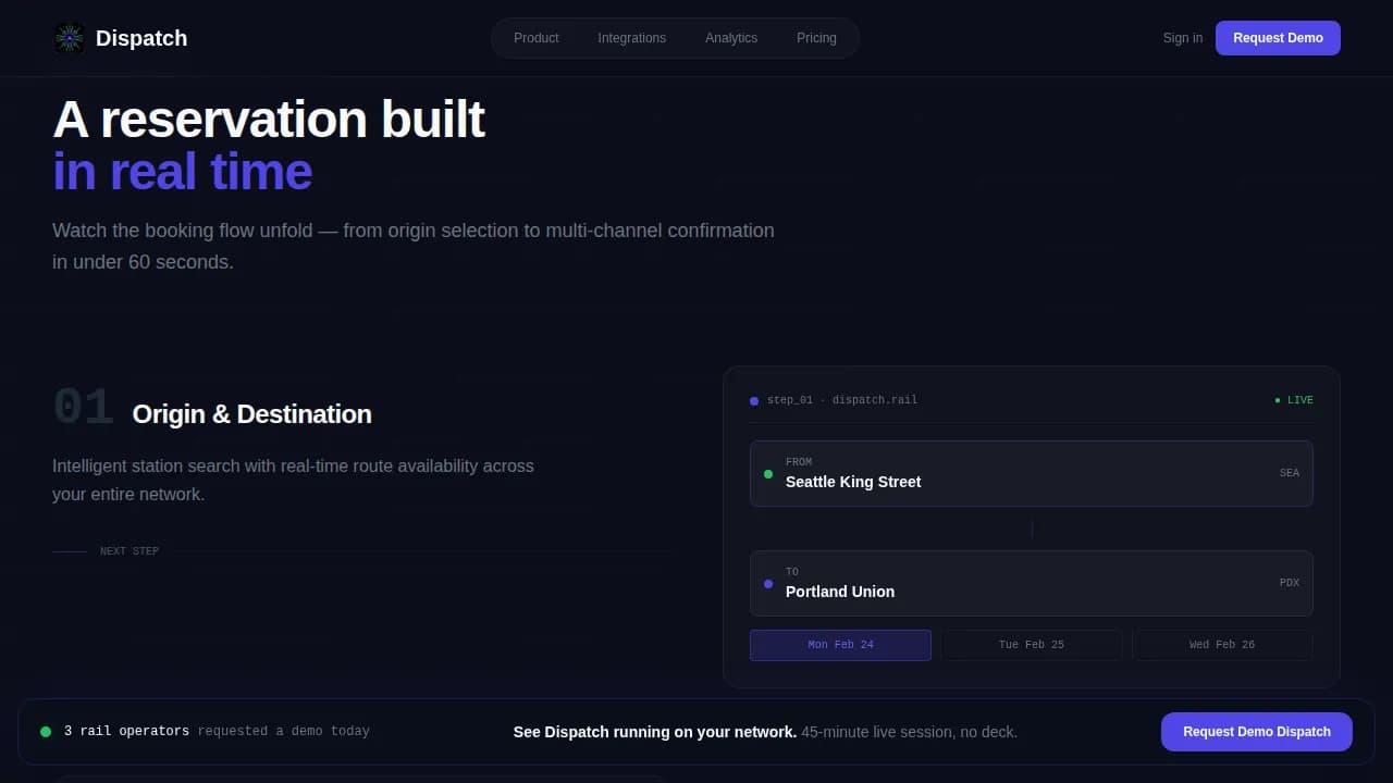 Transit — Real-Time Rail Operations Landing Page Template