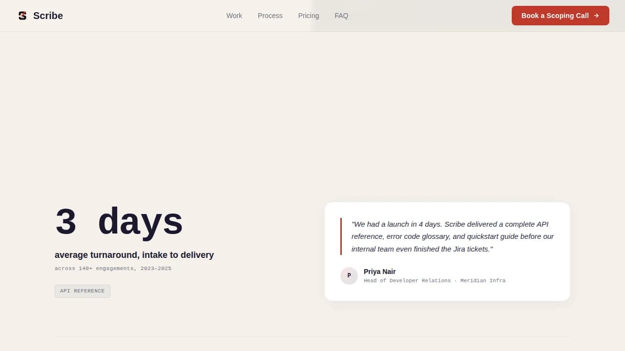 Document — Sharp Technical Writing Landing Page Template