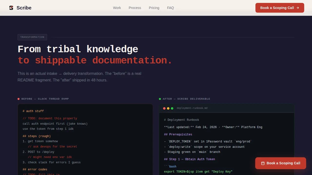 Document — Sharp Technical Writing Landing Page Template