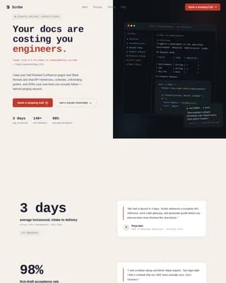 Document — Sharp Technical Writing Landing Page Template