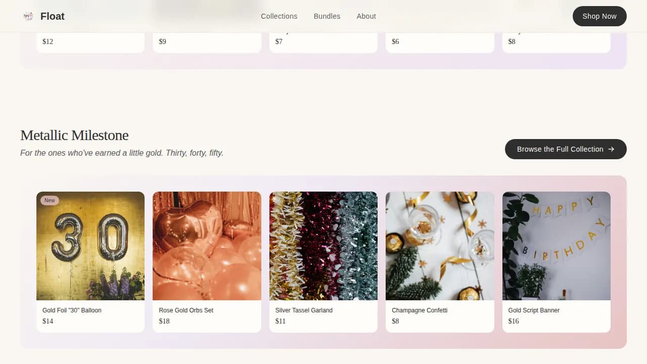 Elevate — Curated Party Supplies Landing Page Template
