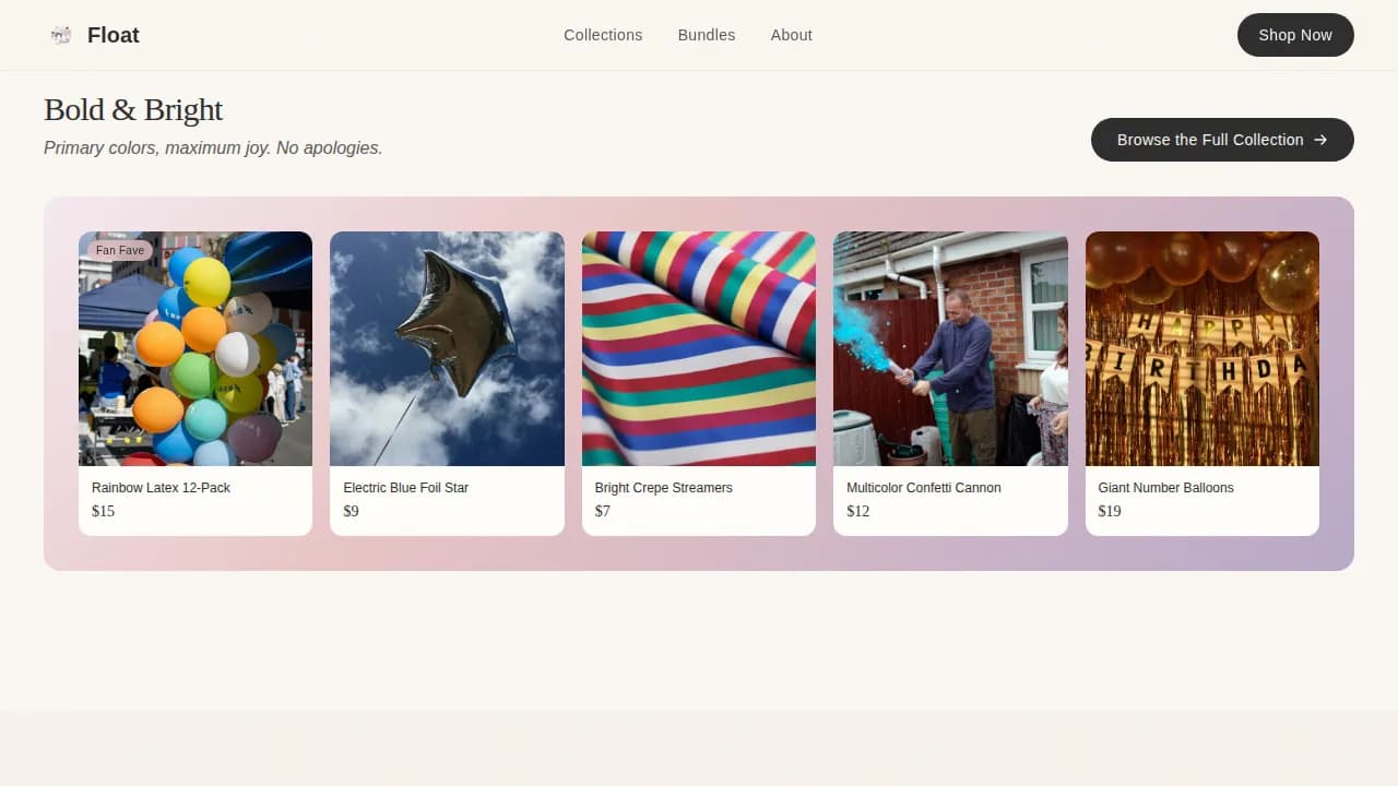 Elevate — Curated Party Supplies Landing Page Template