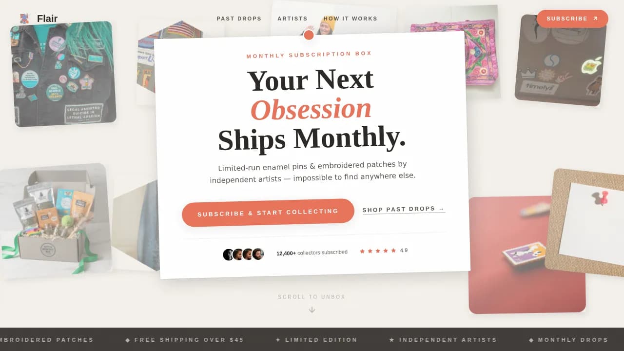Spark — Vibrant Enamel Pin Box Landing Page Template