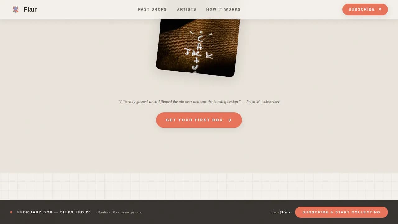 Spark — Vibrant Enamel Pin Box Landing Page Template