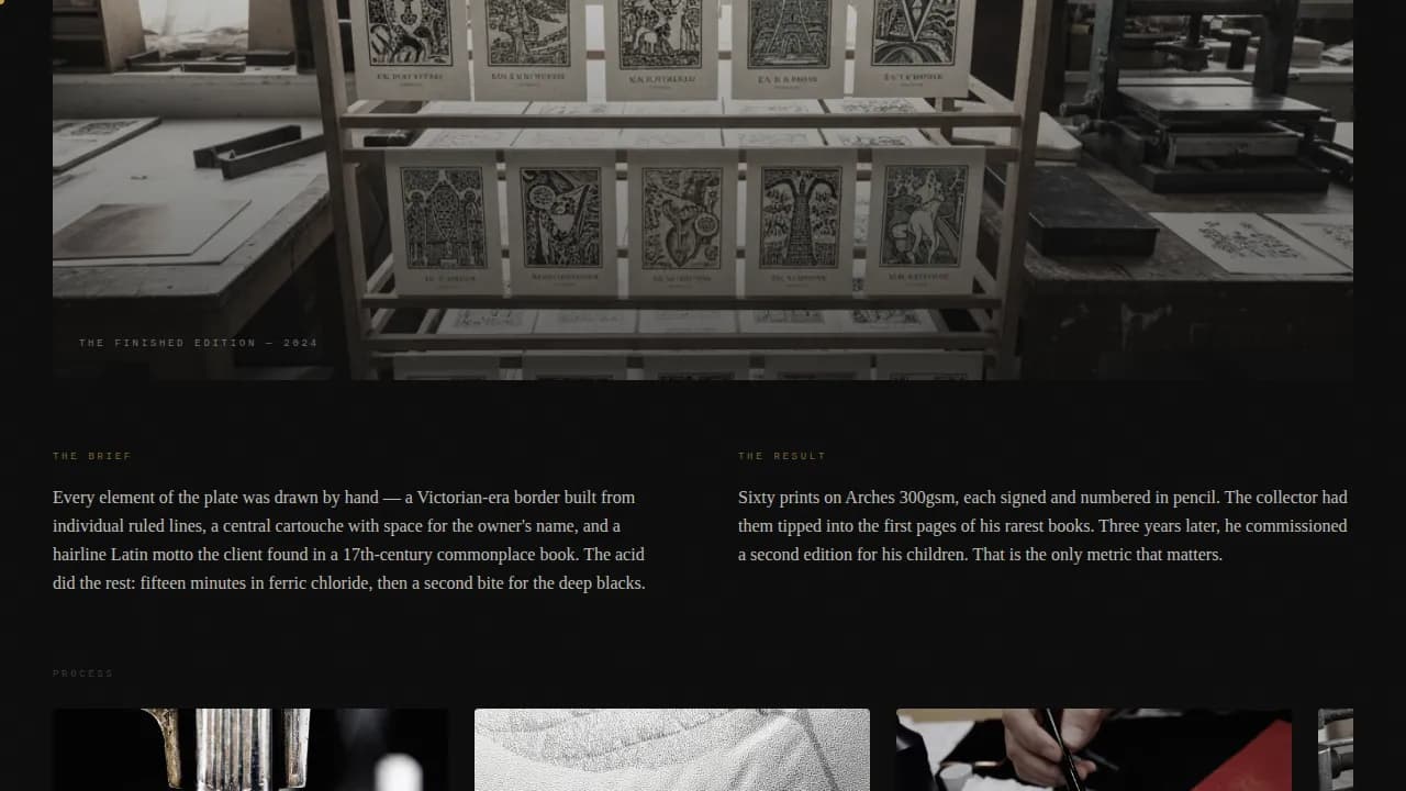 Imprint — Expert Printmaker Portfolio Landing Page Template