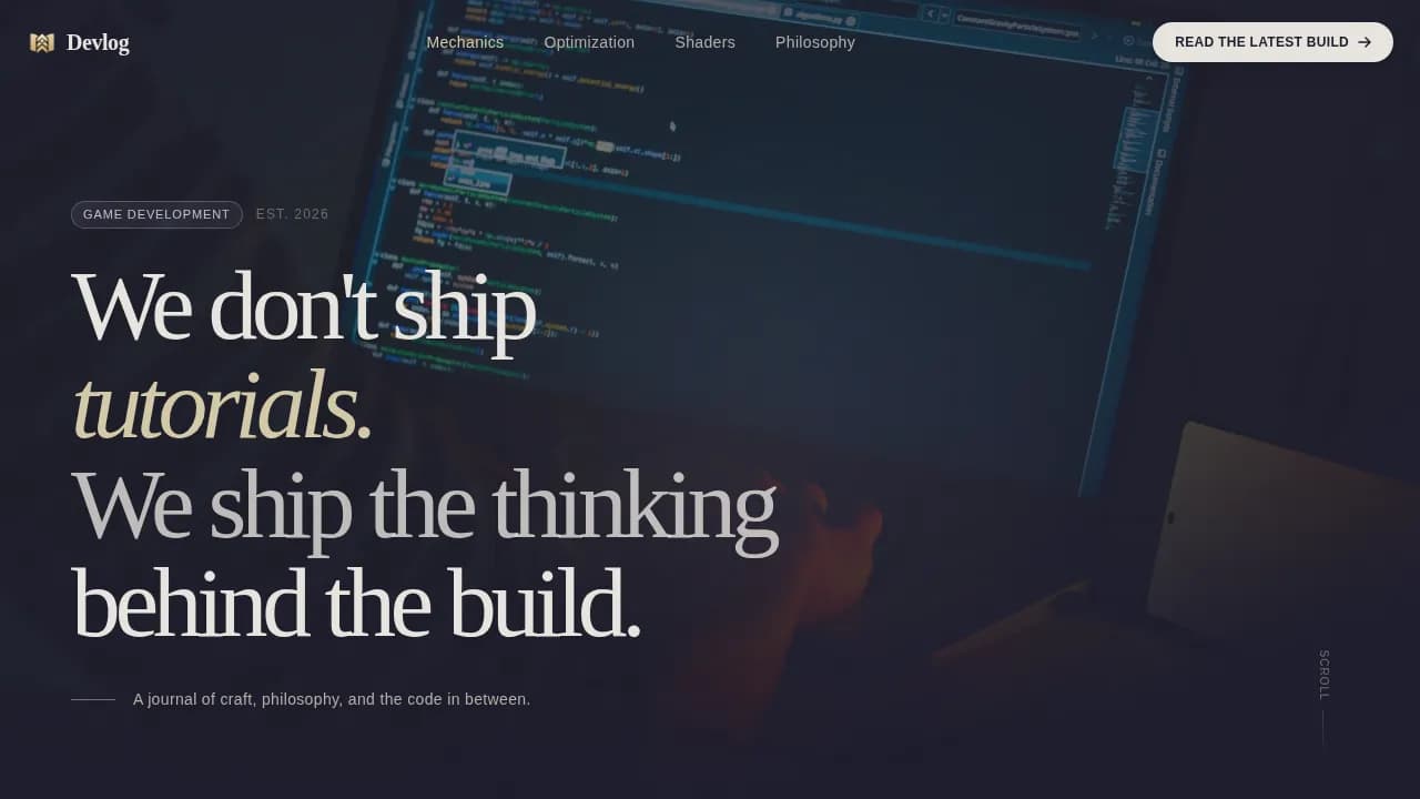 Chronicle — Sleek Game Dev Blog Landing Page Template