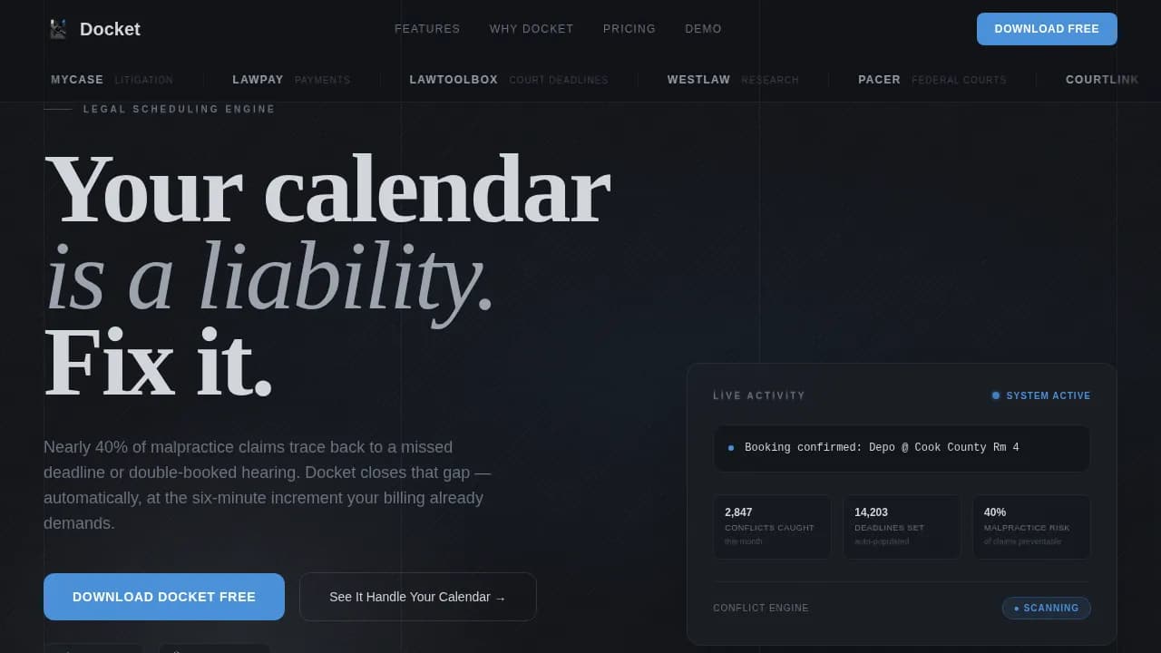 Brief — Dynamic Legal Calendar Landing Page Template