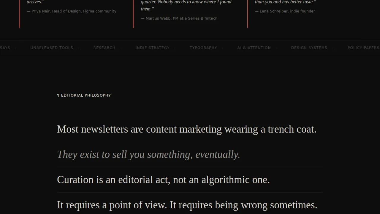 Atlas — Curated Discovery Newsletter Landing Page Template