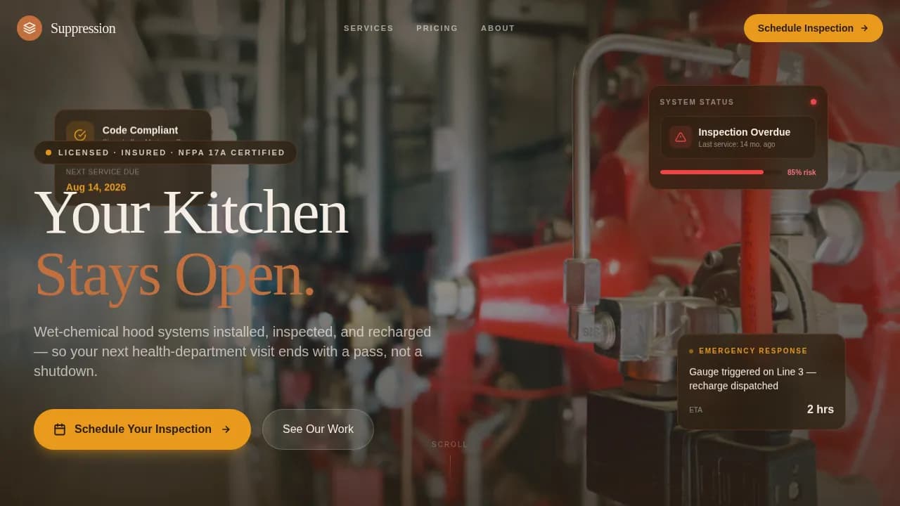 Extinguish — Expert Fire Safety Systems Landing Page Template
