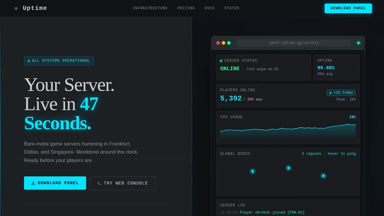 Surge — Blazing Server Infrastructure Landing Page Template