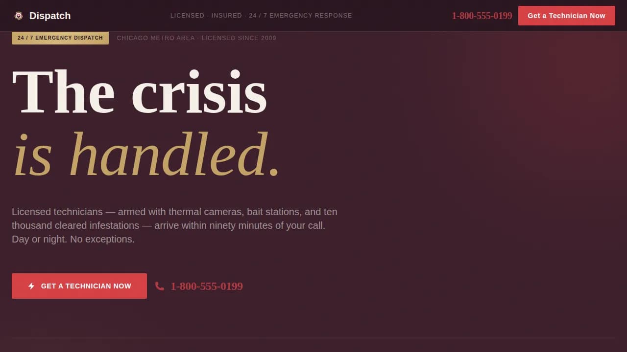 Rapid — Emergency Extermination Service Landing Page Template