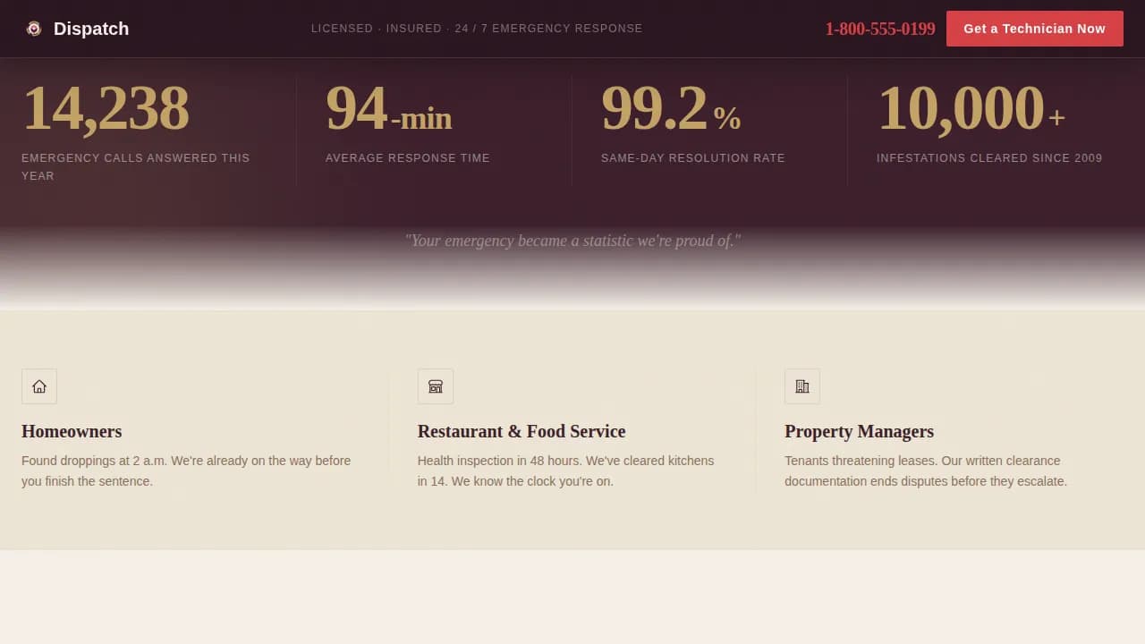 Rapid — Emergency Extermination Service Landing Page Template