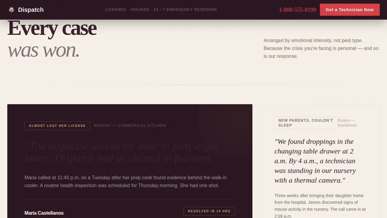Rapid — Emergency Extermination Service Landing Page Template