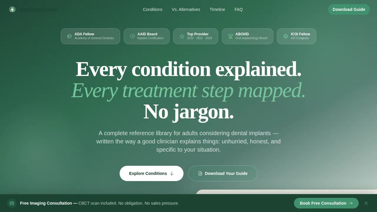 Implant Dentist Booking Website Template